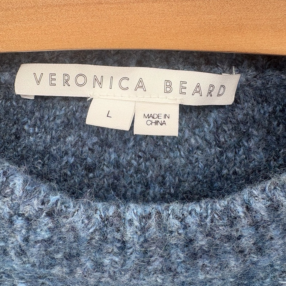 Veronica Beard‎ Devi Openwork Puff Sleeve Sweater Size Large Cotton/Wool #7H - Picture 3 of 7